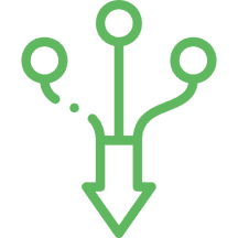 Green USB symbol on black background.